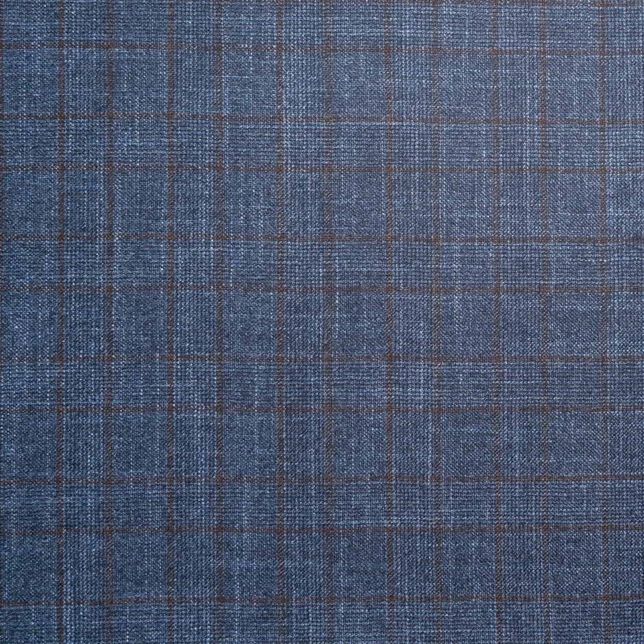 Blue & Brown Wool, Silk & Cashmere Check