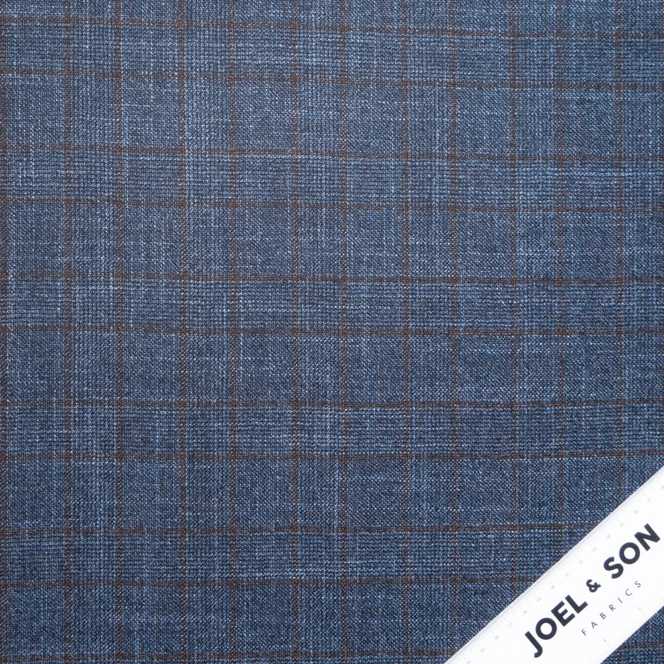 Blue & Brown Wool, Silk & Cashmere Check