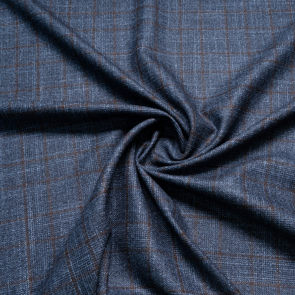 Blue & Brown Wool, Silk & Cashmere Check
