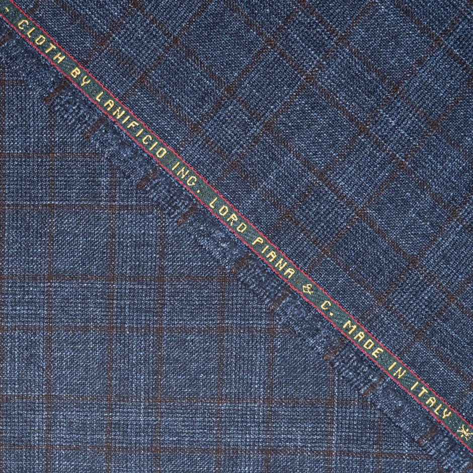 Blue & Brown Wool, Silk & Cashmere Check