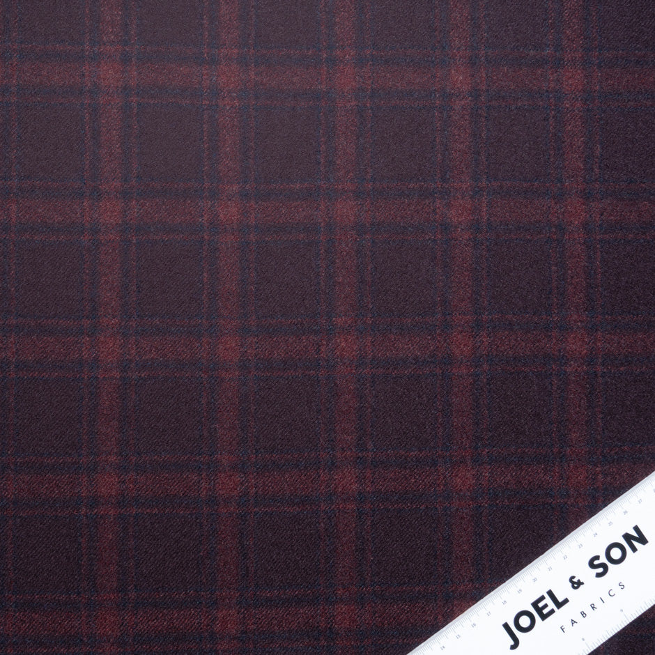 Blue & Burgundy Wool & Cashmere Flannel