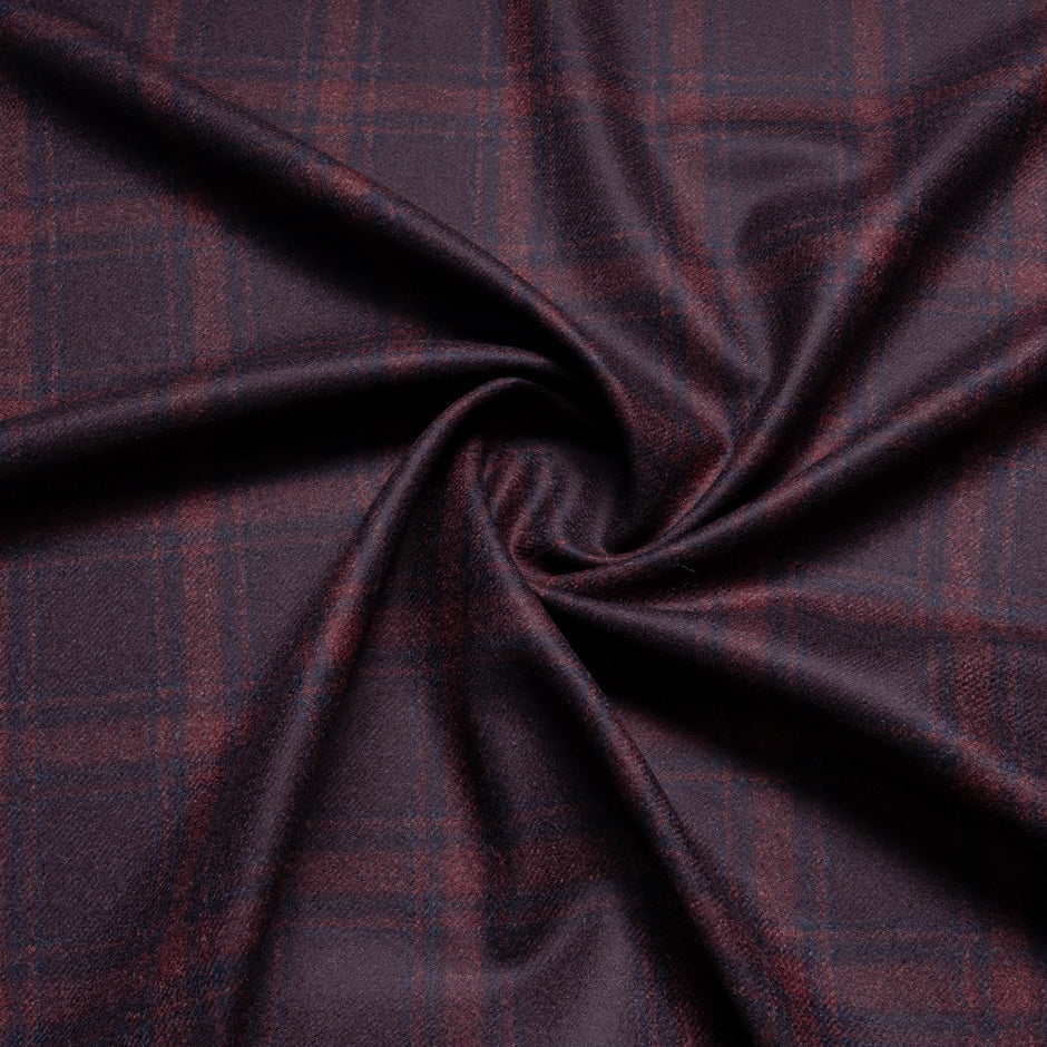 Blue & Burgundy Wool & Cashmere Flannel