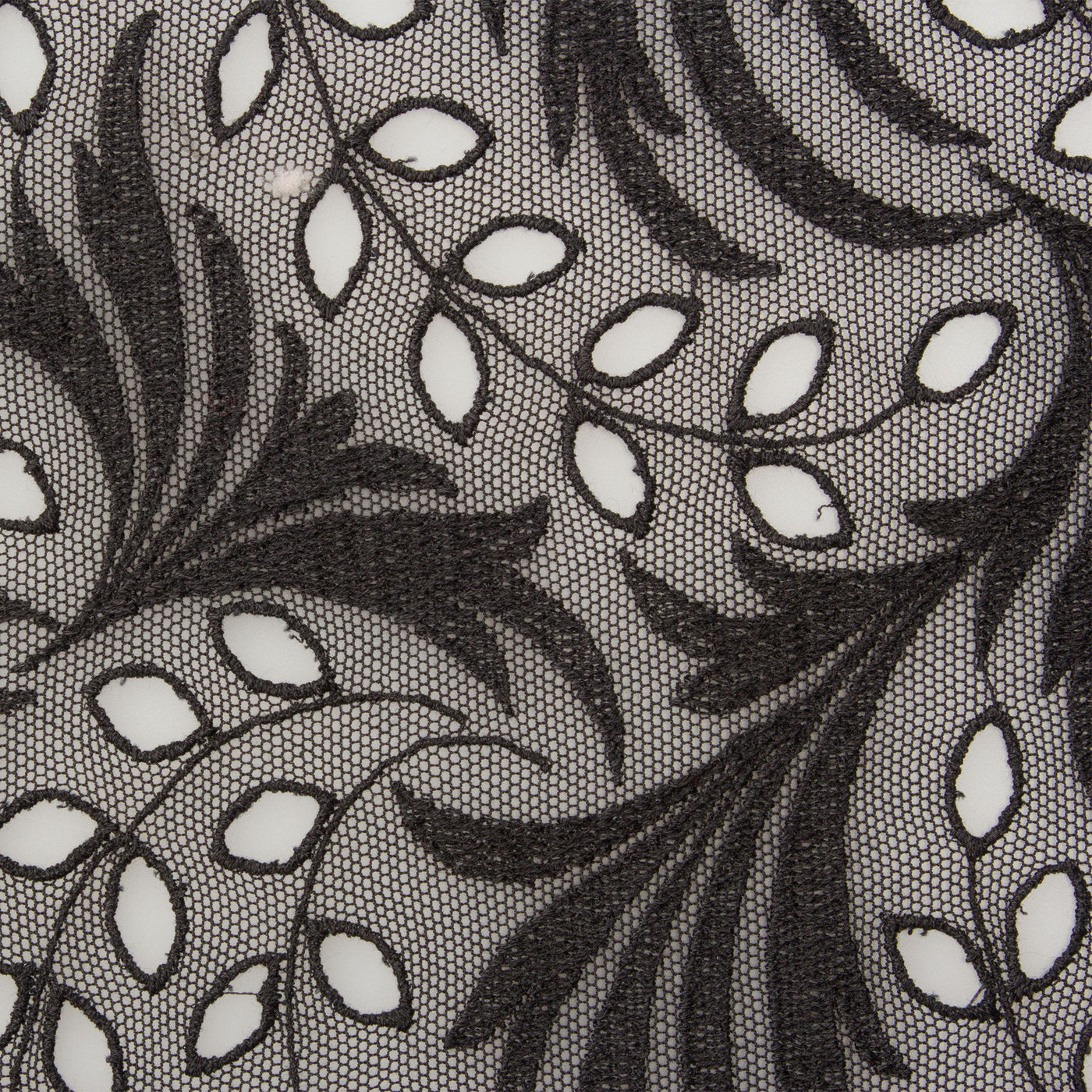 Black Leaf Embroidered Tulle