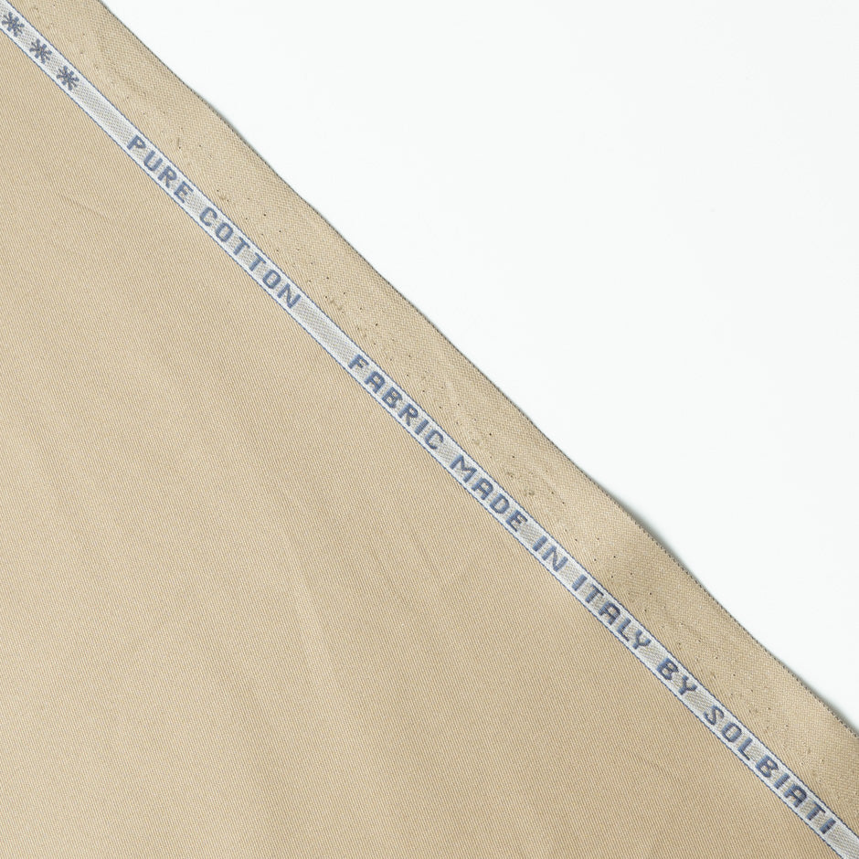 Plain Beige Pure Cotton Gaberdine