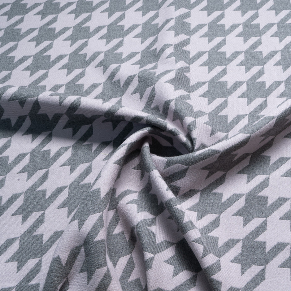 Double Faced Houndstooth Printed Pure Wool
