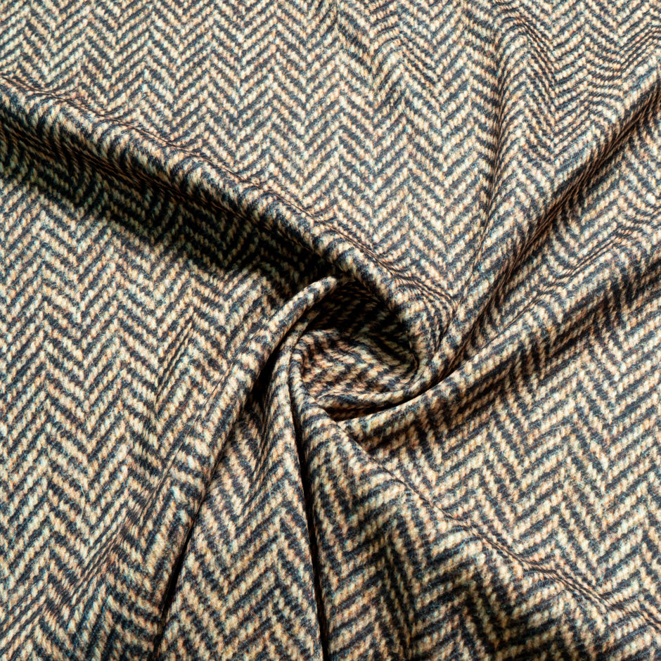 Printed Herringbone Double Faced Microfibre