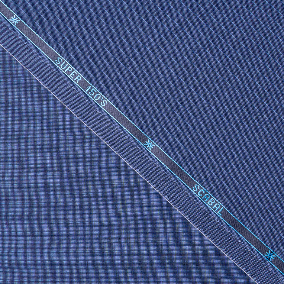 Blue Pinstriped Super 150s Pure Wool