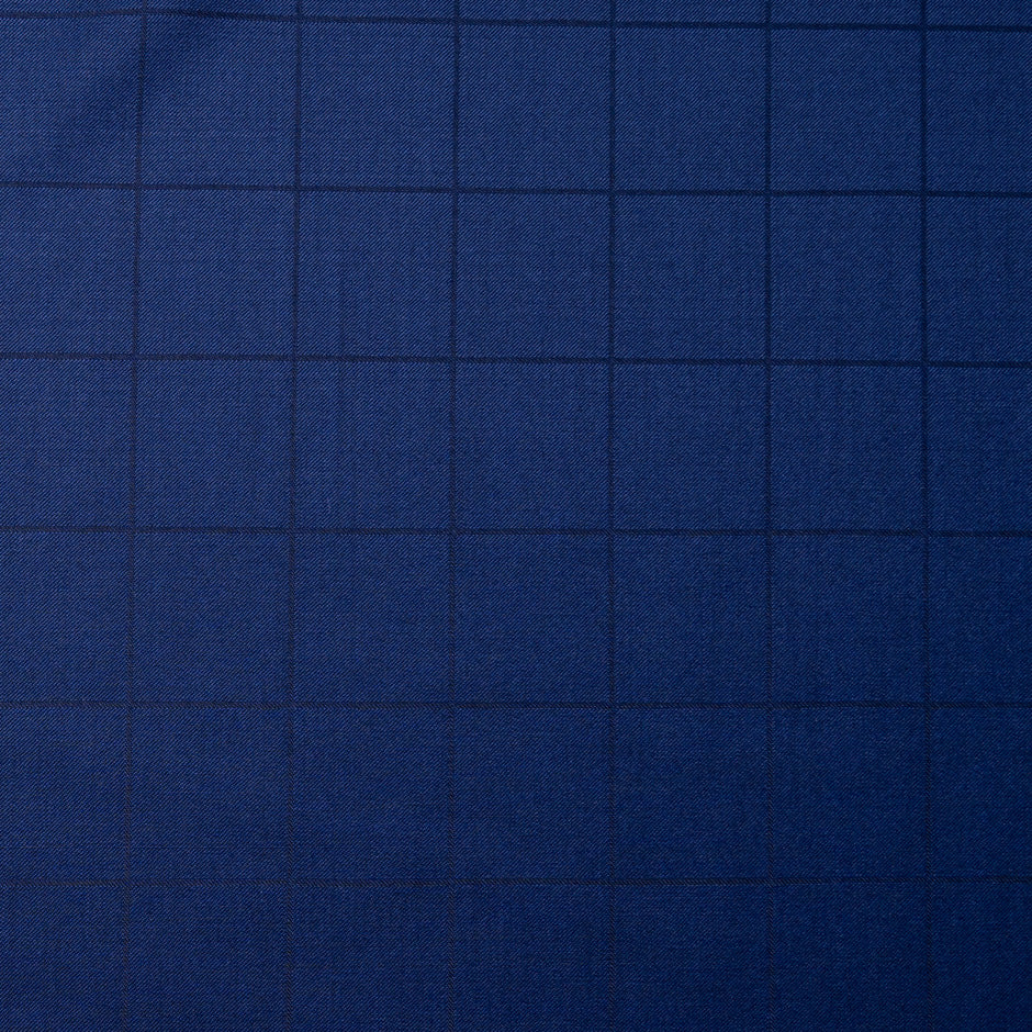 Dark Blue Checkered Superfine Merino Wool