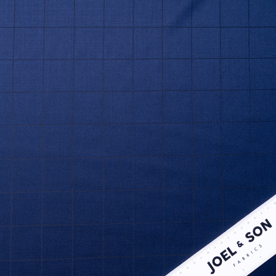 Dark Blue Checkered Superfine Merino Wool