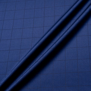 Dark Blue Checkered Superfine Merino Wool