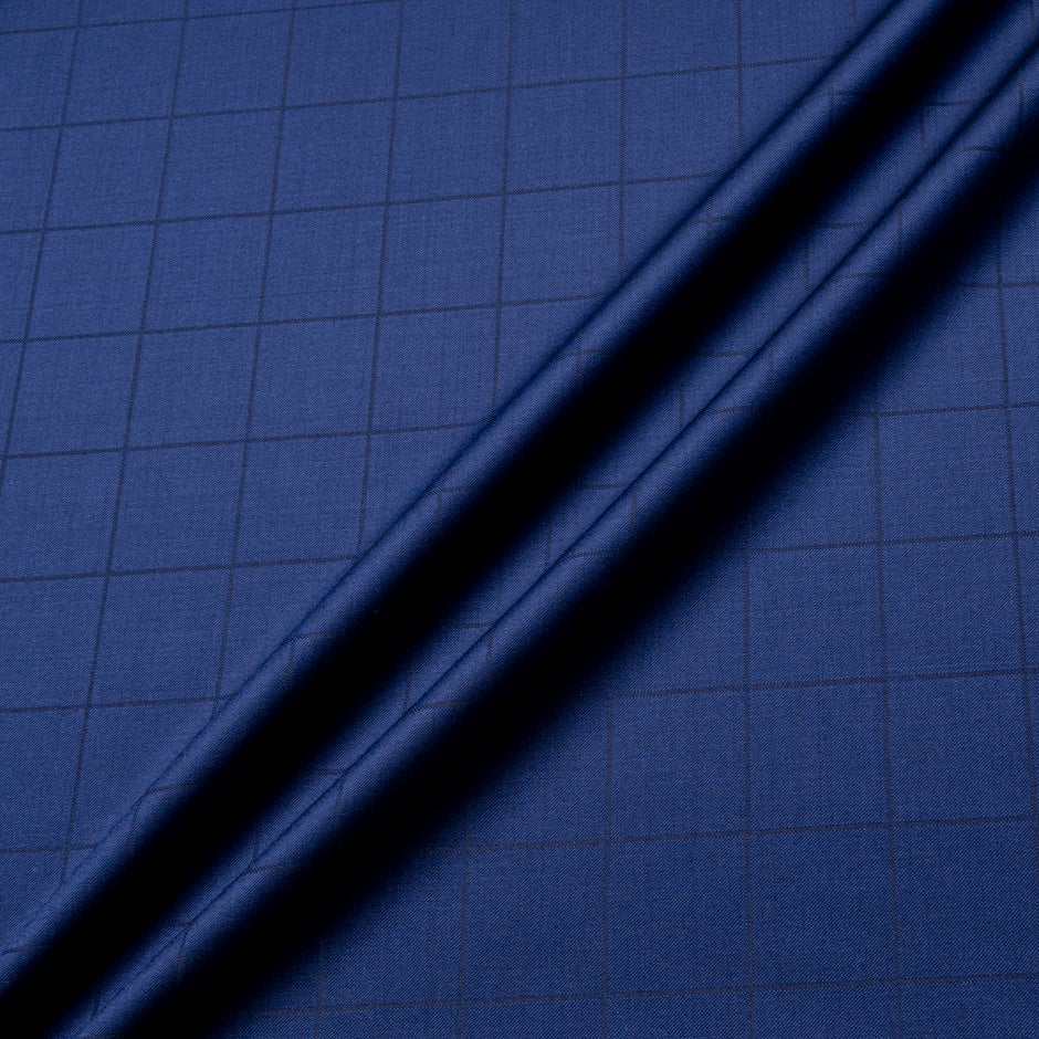 Dark Blue Checkered Superfine Merino Wool