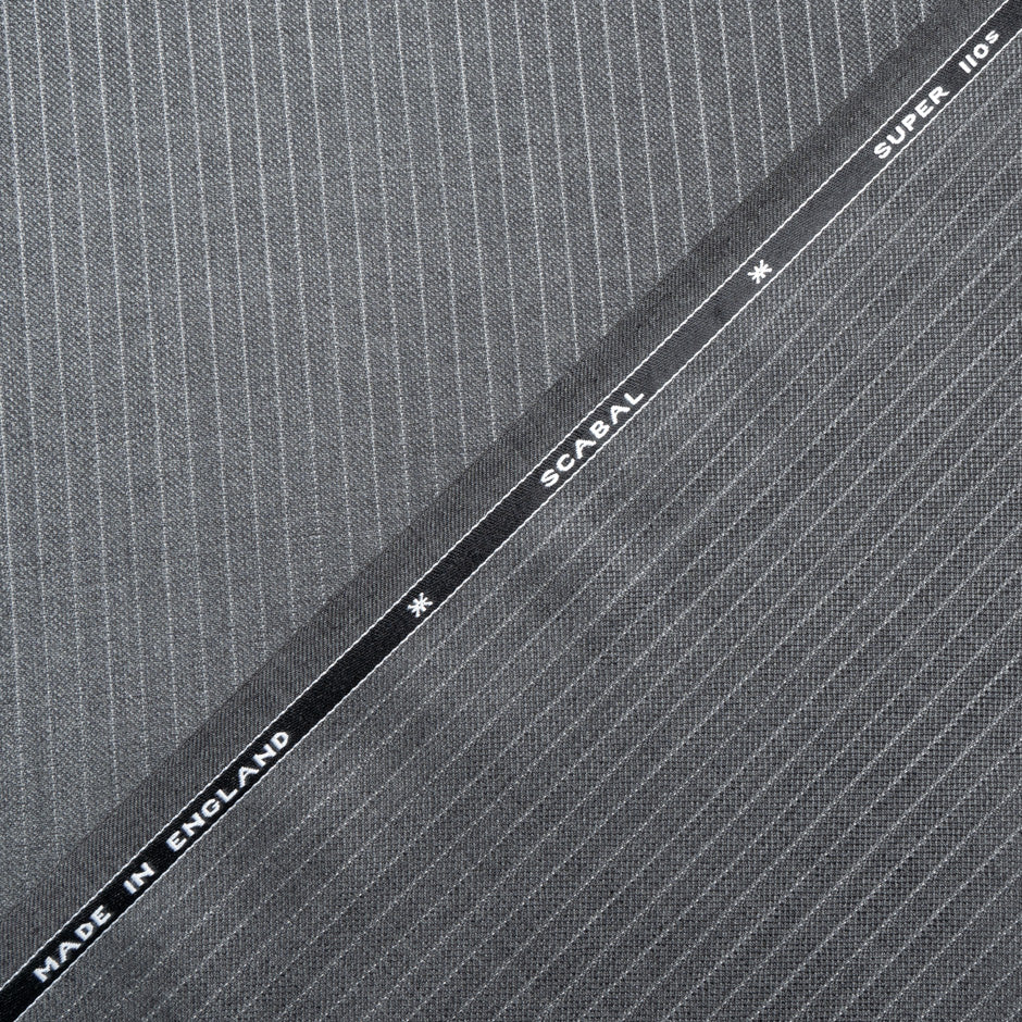 Grey Pinstriped Super 110s Pure Wool