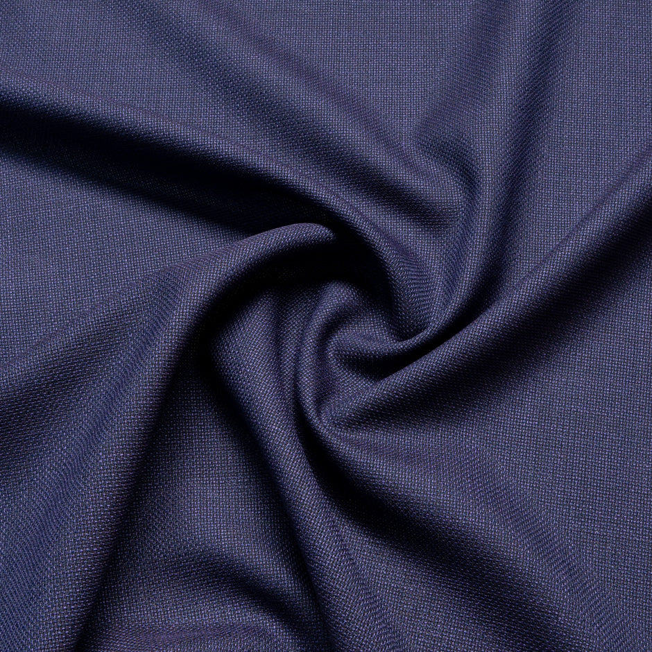 French Blue Woven Textured Pure Wool