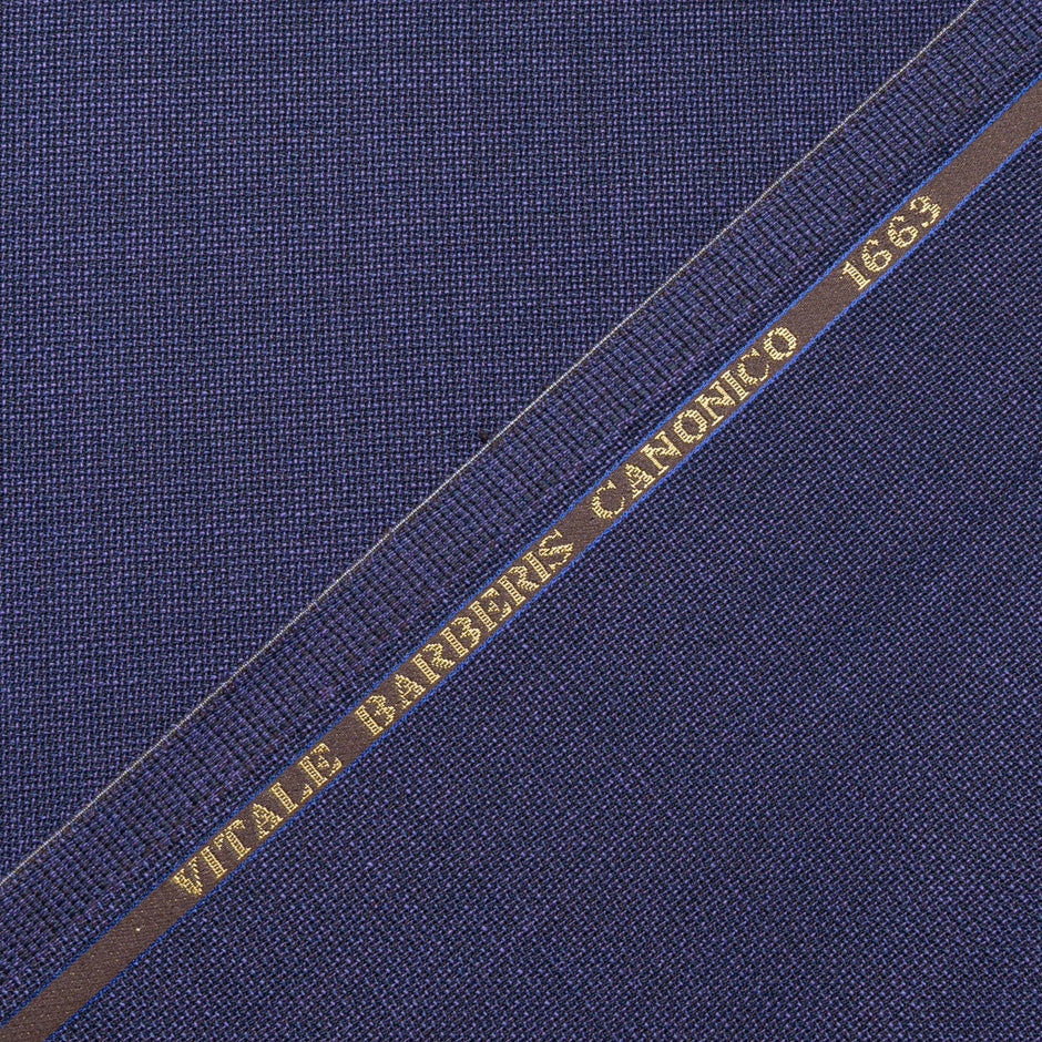 French Blue Woven Textured Pure Wool