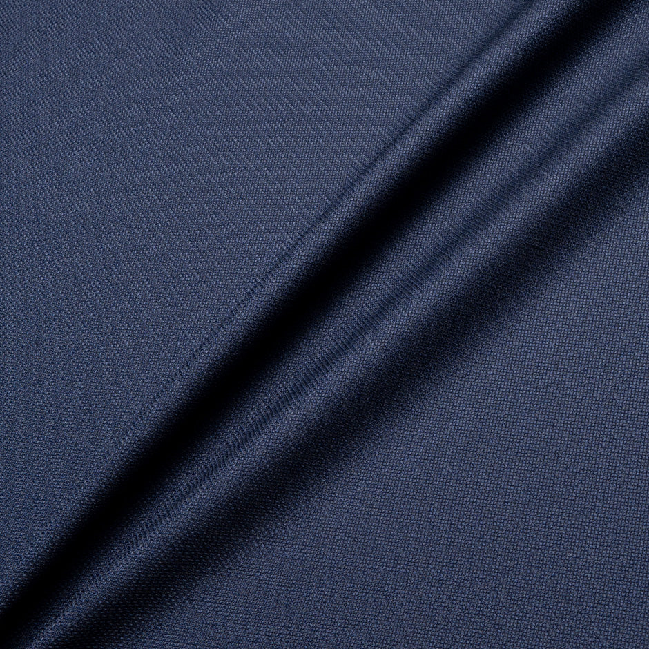 Rich Navy Blue Woven Textured Pure Wool