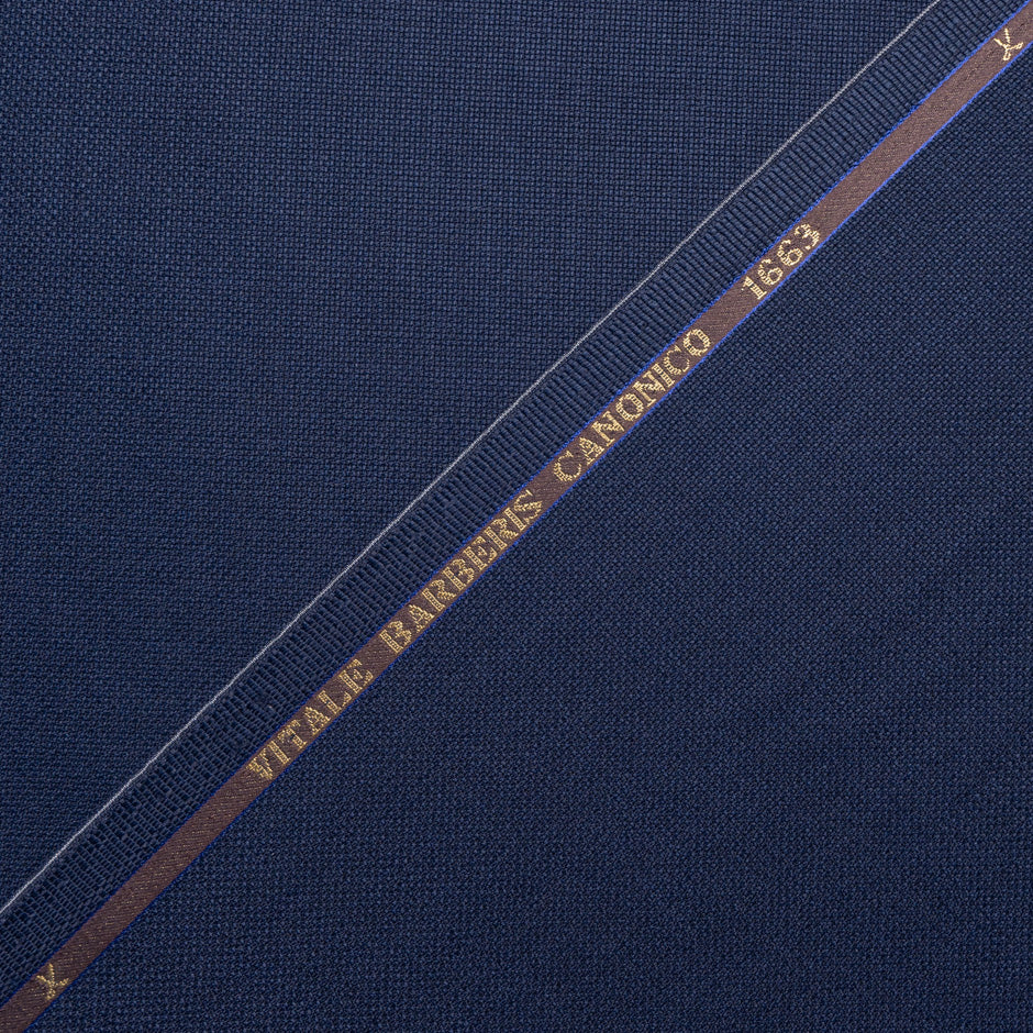 Rich Navy Blue Woven Textured Pure Wool