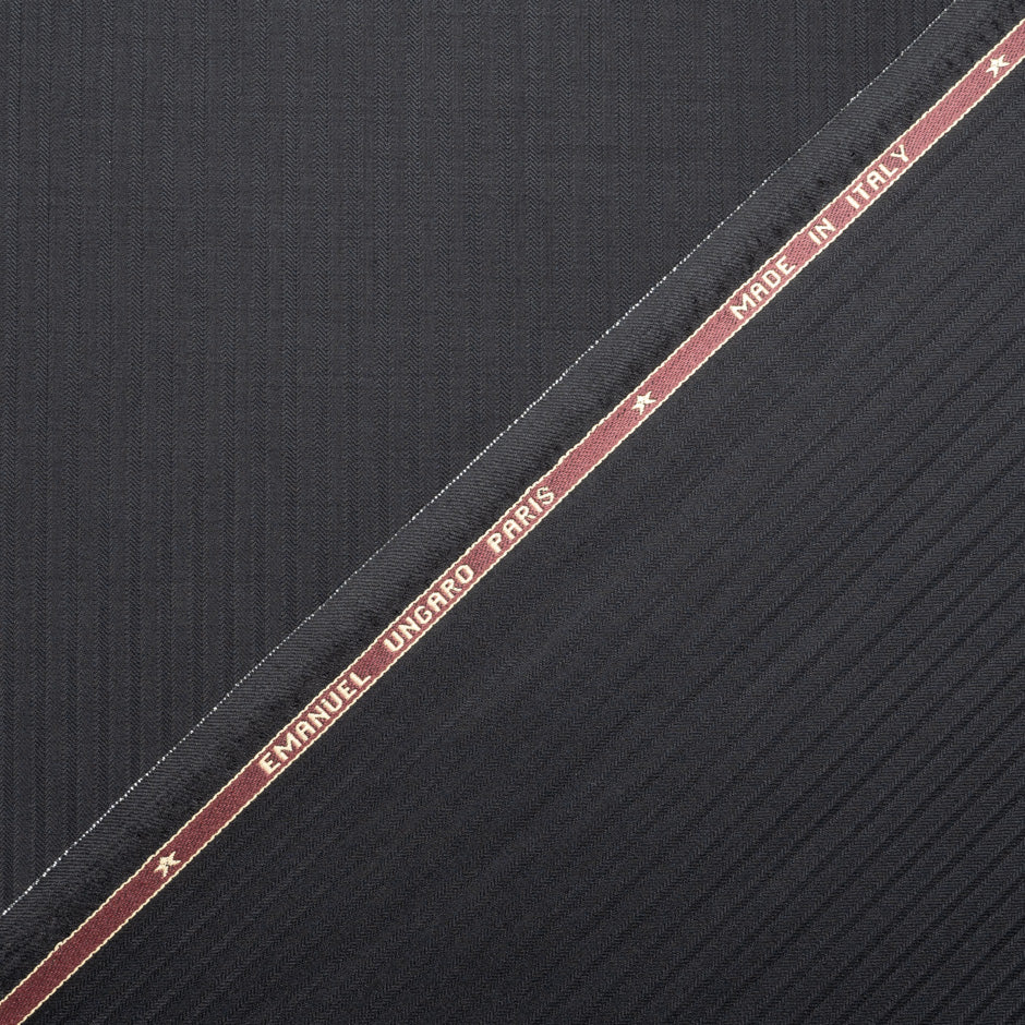 Black Superfine Jacquard Pure Wool Suiting