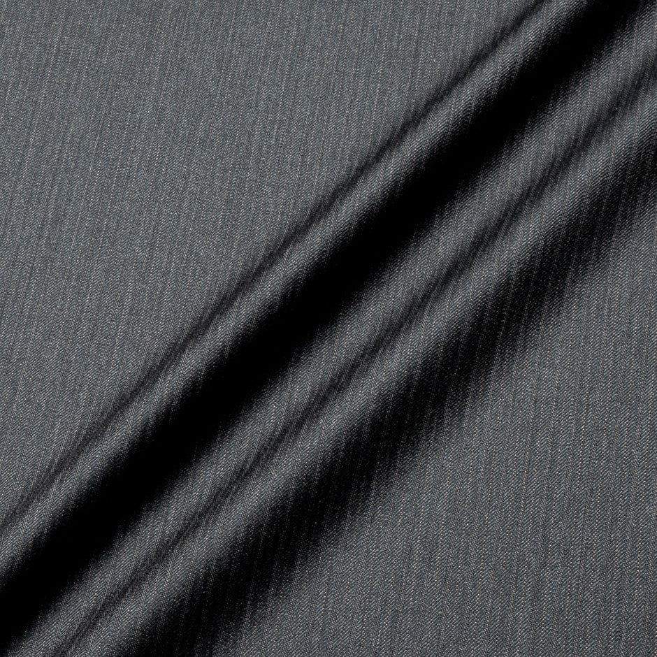 Grey Herringbone Pinstriped Super 160s Wool Suiting
