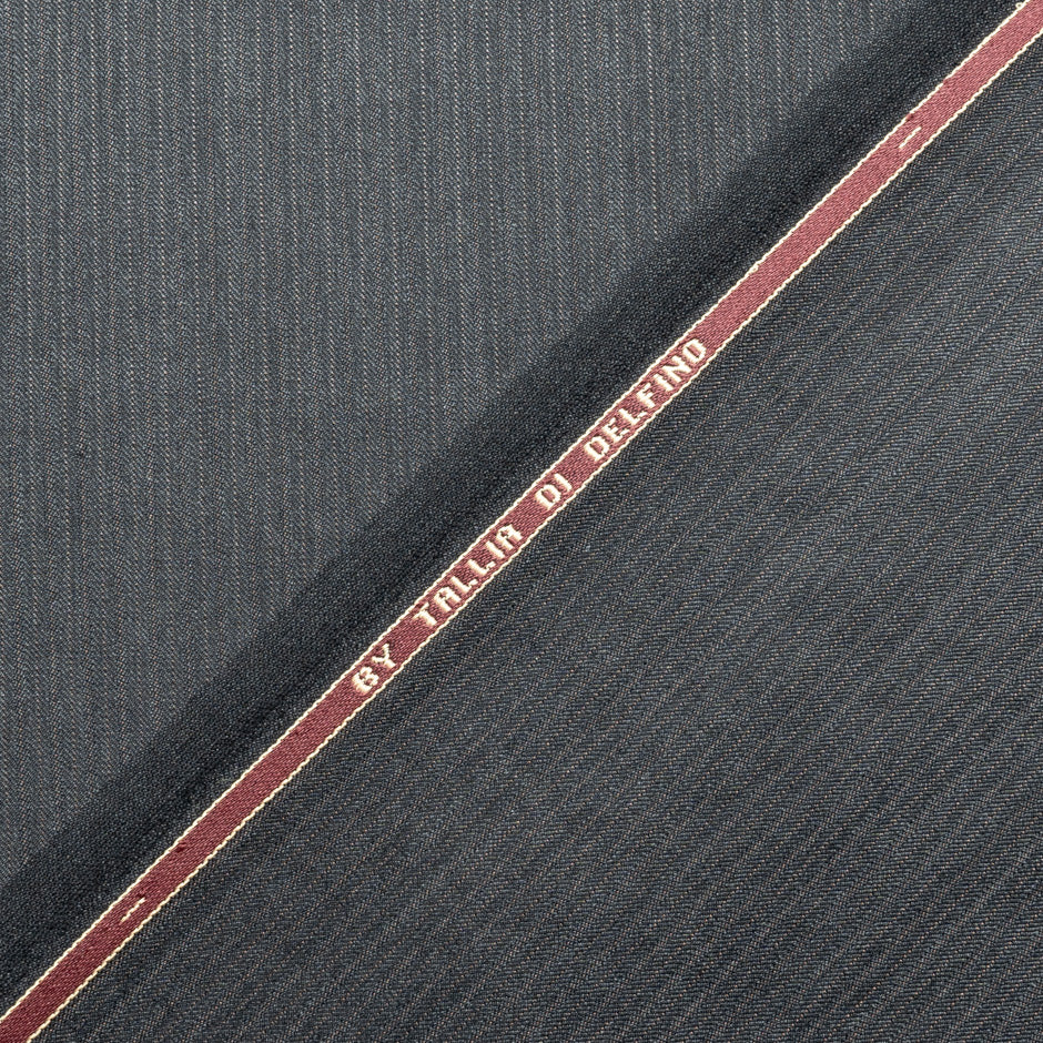 Grey Herringbone Pinstriped Super 160s Wool Suiting