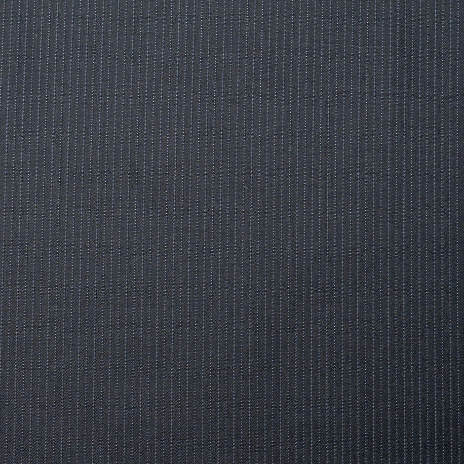 Black Pinstriped Superfine Pure Wool Suiting