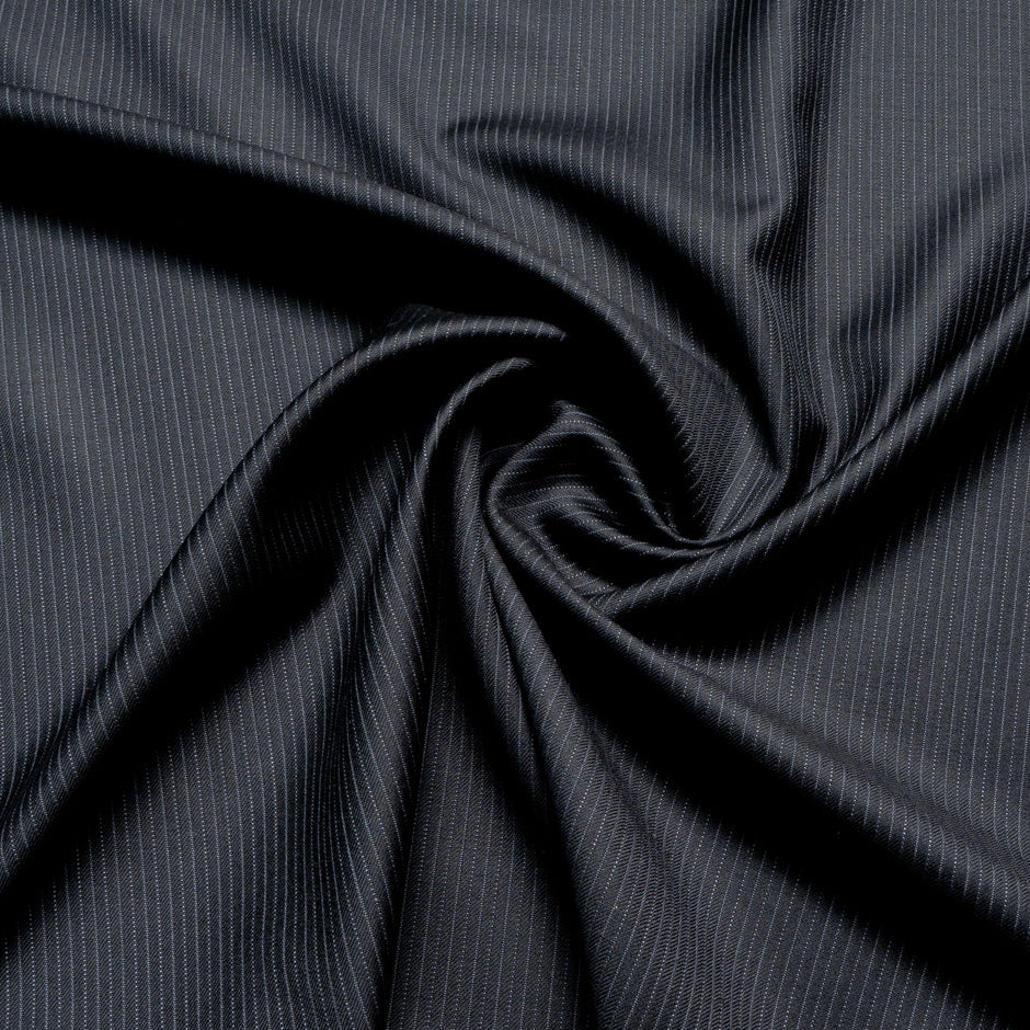Black Pinstriped Superfine Pure Wool Suiting