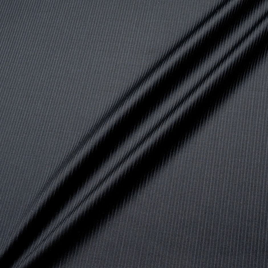 Black Pinstriped Superfine Pure Wool Suiting