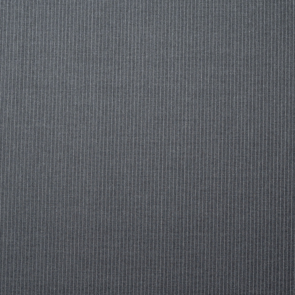Grey Pinstriped Super 180s Wool Suiting