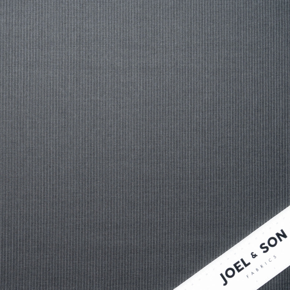 Grey Pinstriped Super 180s Wool Suiting