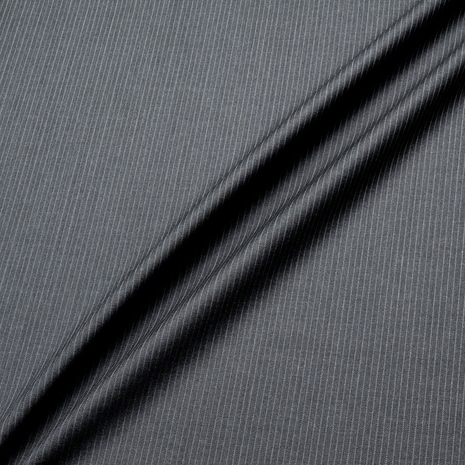 Grey Pinstriped Super 180s Wool Suiting