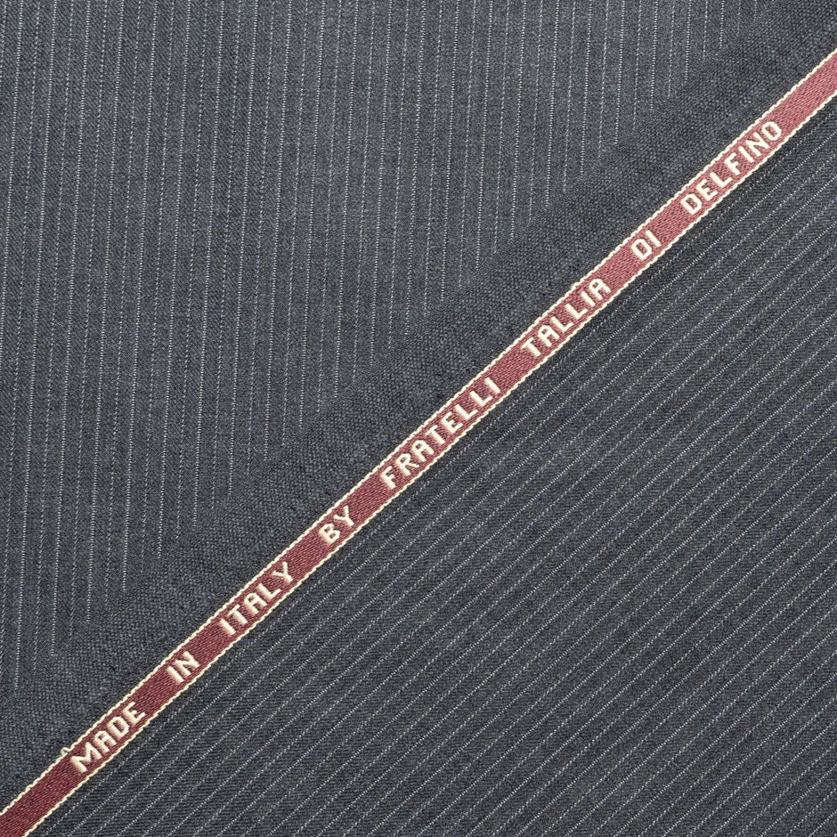 Grey Pinstriped Super 180s Wool Suiting