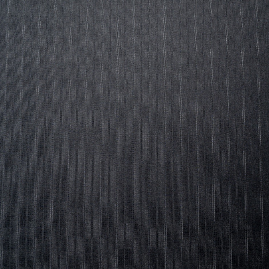 Dark Grey Pinstriped Super 130s Wool & Silk Suiting