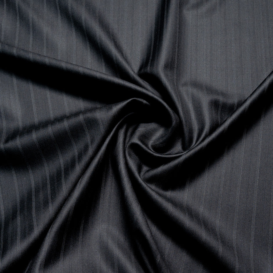 Dark Grey Pinstriped Super 130s Wool & Silk Suiting