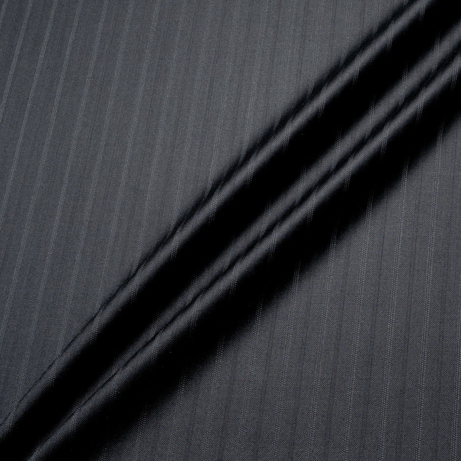 Dark Grey Pinstriped Super 130s Wool & Silk Suiting