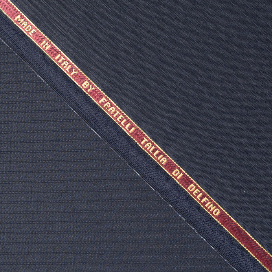 Dark Blue Super 180s Jacquard Wool Suiting