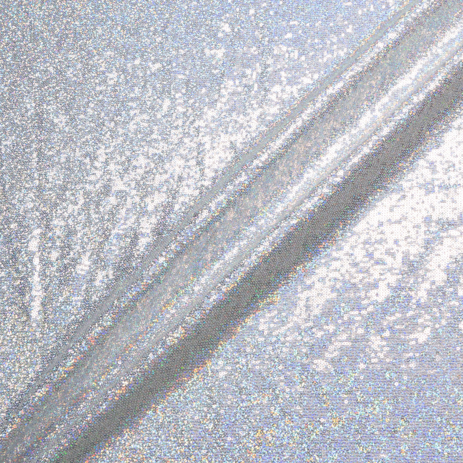 All Over Micro Silver Sequinned Tulle