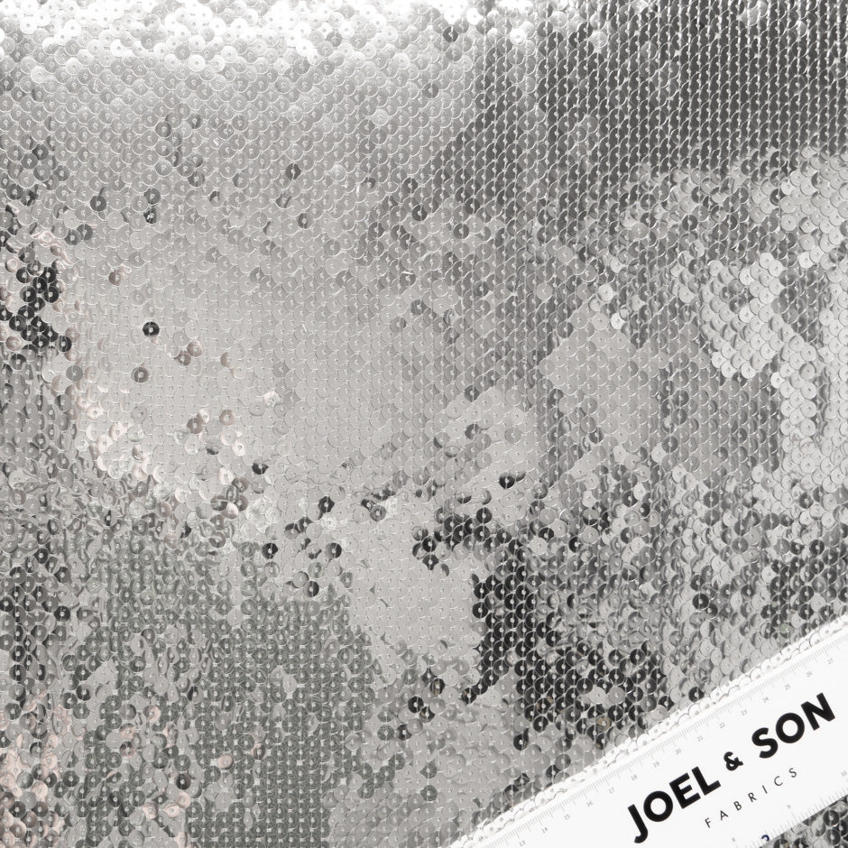 Silver Sequinned Grey Tulle