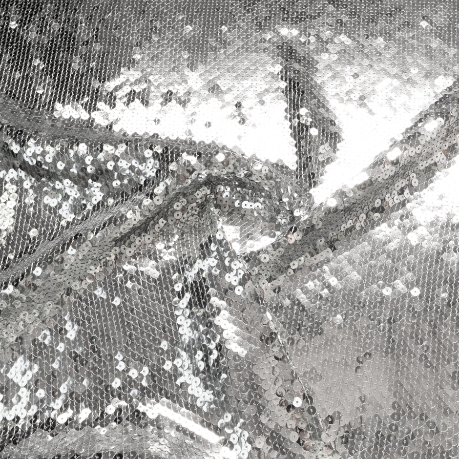 Silver Sequinned Grey Tulle