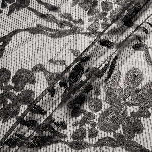Black Floral Sequinned Stretch Tulle