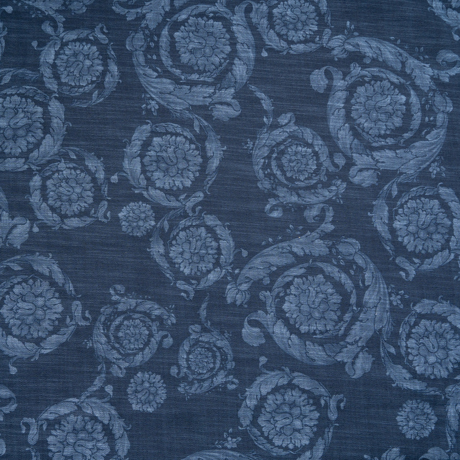 Floral Printed Stretch Cotton Denim