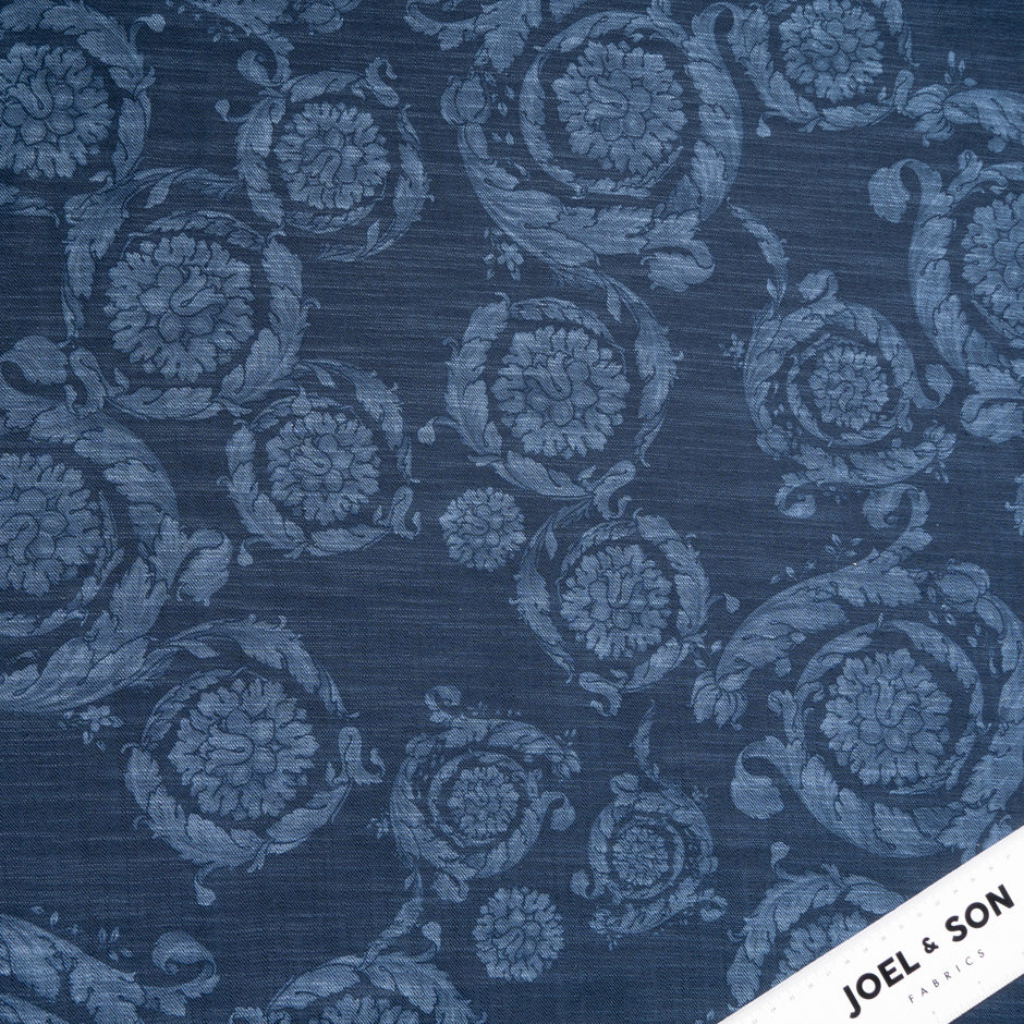 Floral Printed Stretch Cotton Denim