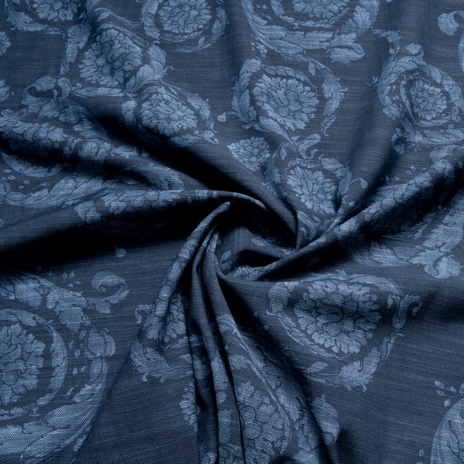 Floral Printed Stretch Cotton Denim