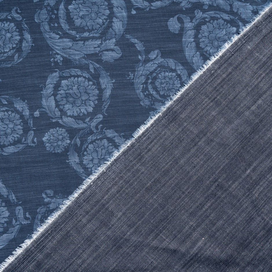 Floral Printed Stretch Cotton Denim