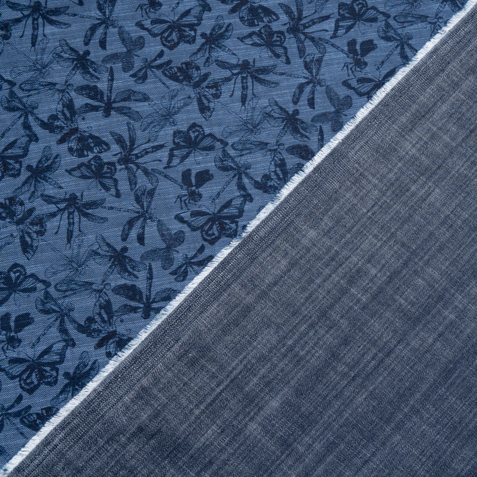 Butterfly Printed Stretch Cotton Denim