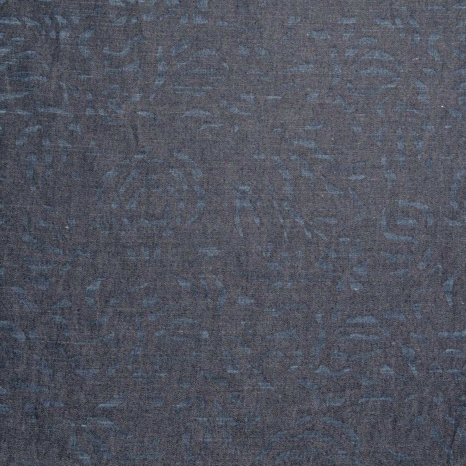 Blue Abstract Cotton & Linen Denim