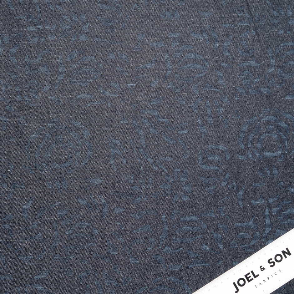 Blue Abstract Cotton & Linen Denim