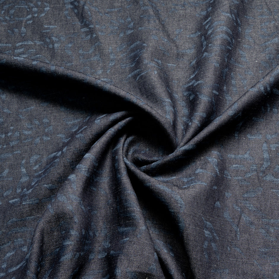 Blue Abstract Cotton & Linen Denim