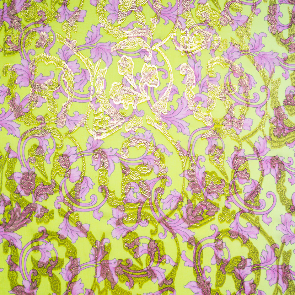 Pink Fleur de Lis Silk Lurex Georgette