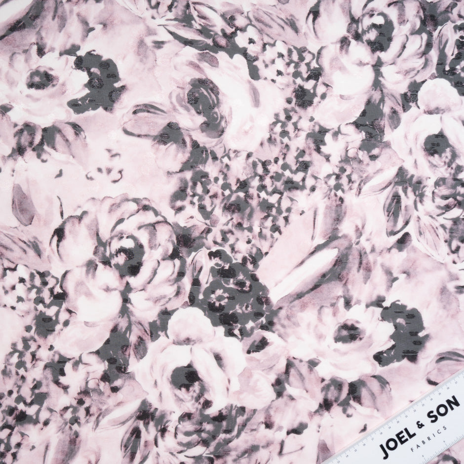 Dusty Pink & Black Rose Printed Georgette
