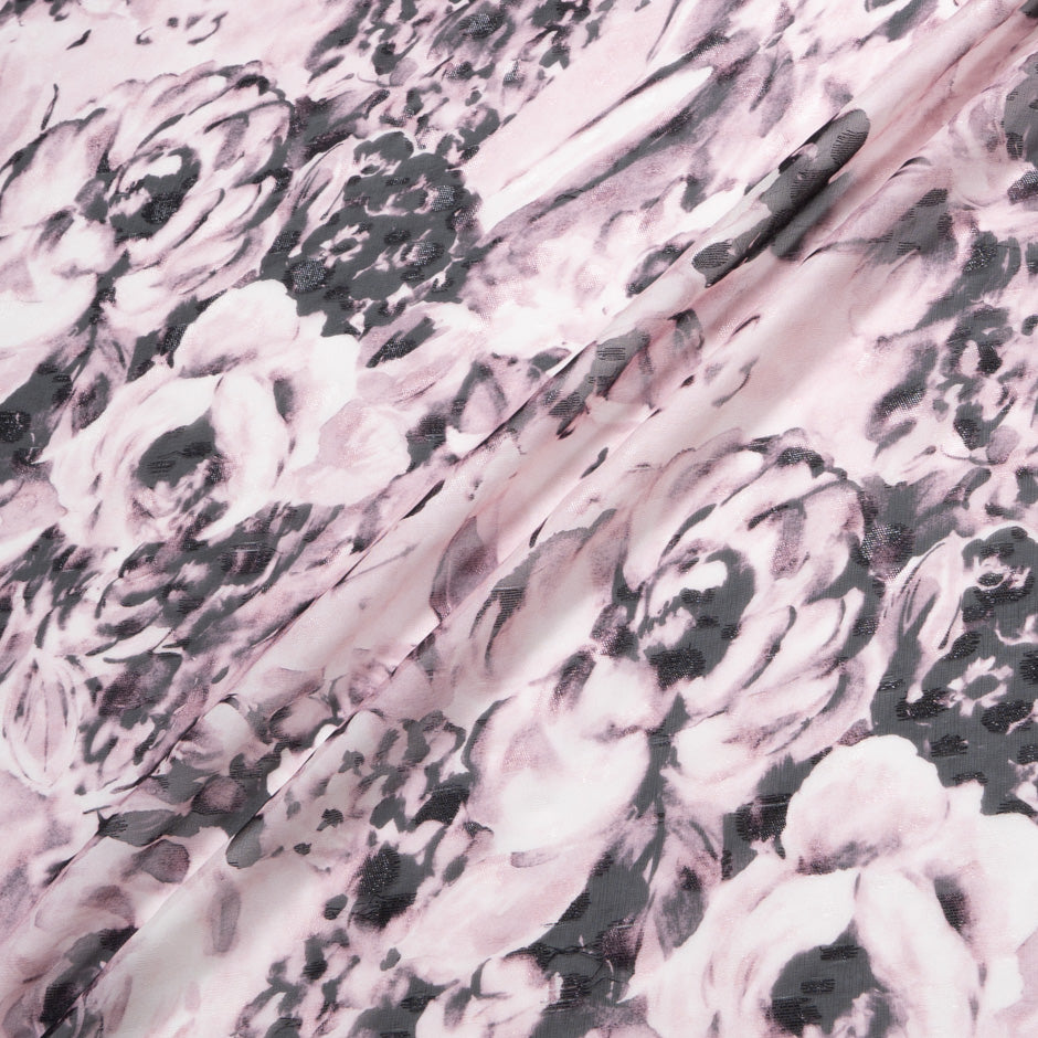 Dusty Pink & Black Rose Printed Georgette