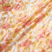 Gold Metallic Jacquard Printed Silk Georgette
